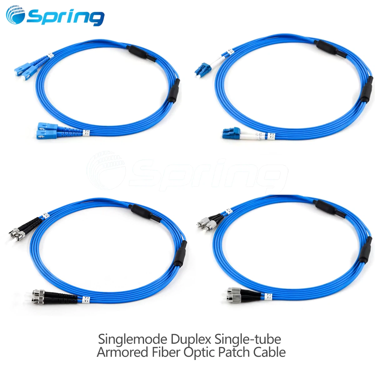 SC/LC/ST/FC singlemode duplex single tube armored fiber optic patch cable