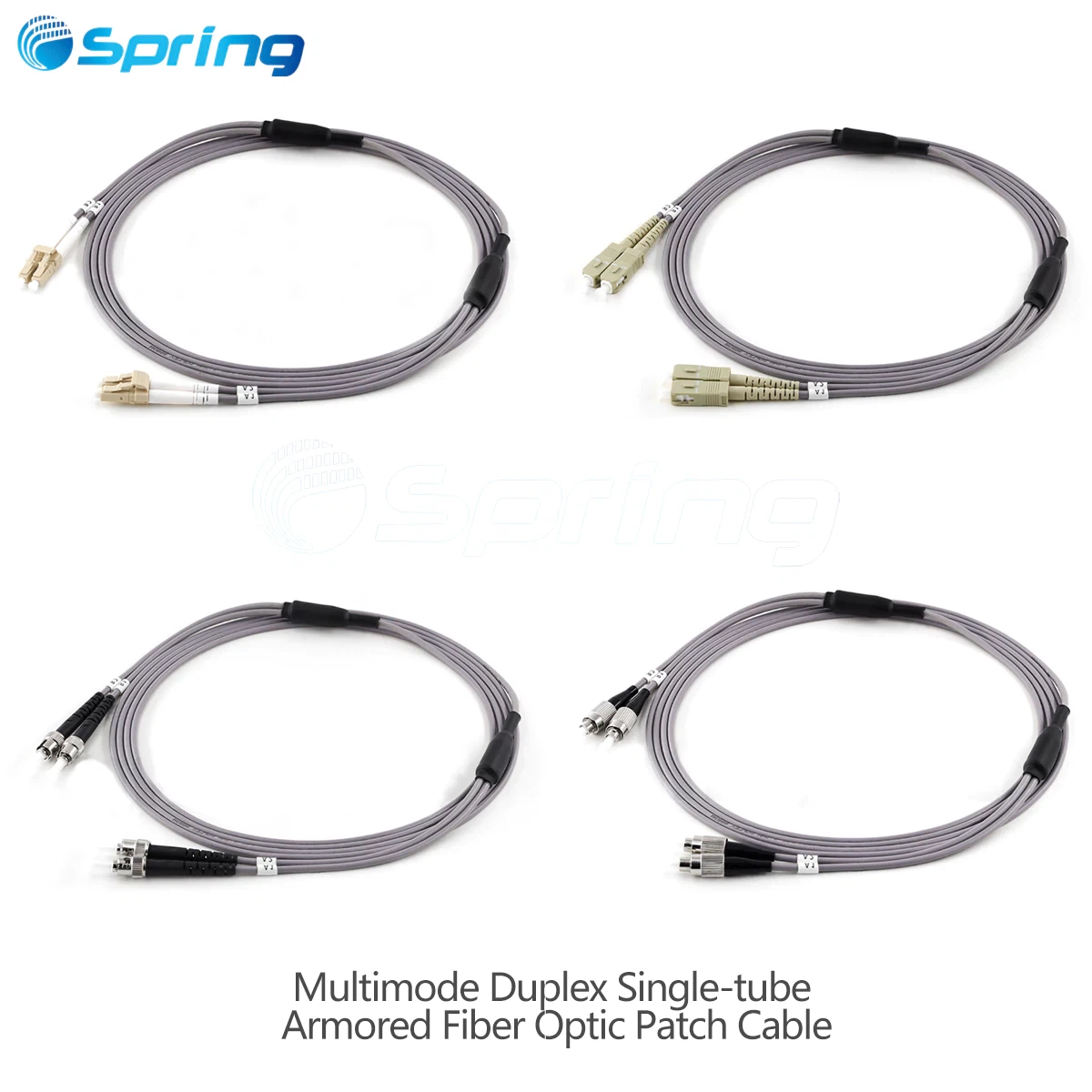 SC/LC/ST/FC multimode duplex single tube armored fiber optic patch cable