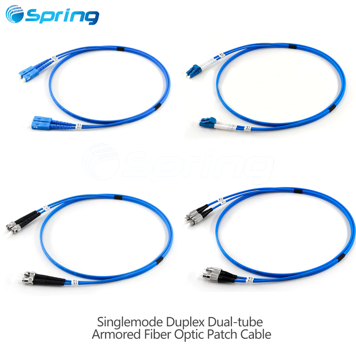 SC/LC/ST/FC singlemode duplex dual tube armored fiber optic patch cable